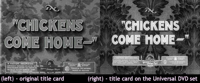 Chickens Come Home title card comparisons