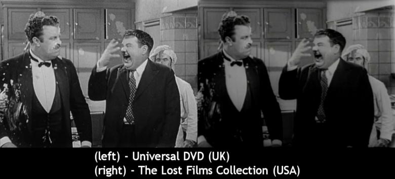 comparison in DVD transfers: the UK Universal print vs the USA 'Lost Films' print